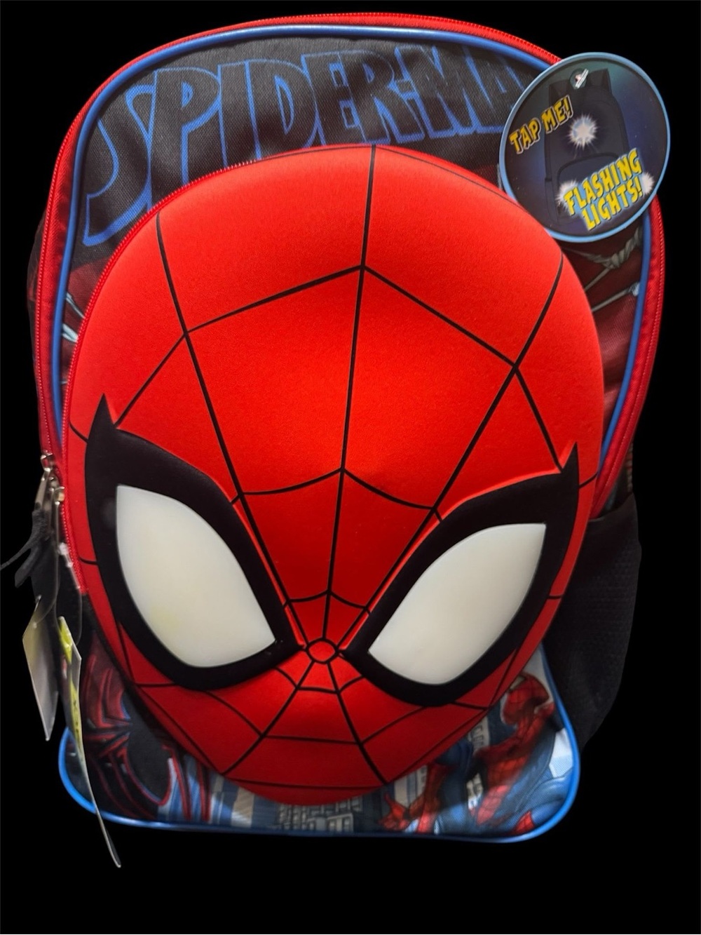 Kids Spider-Man Red 3D Mask Backpack with Light-Up Eyes